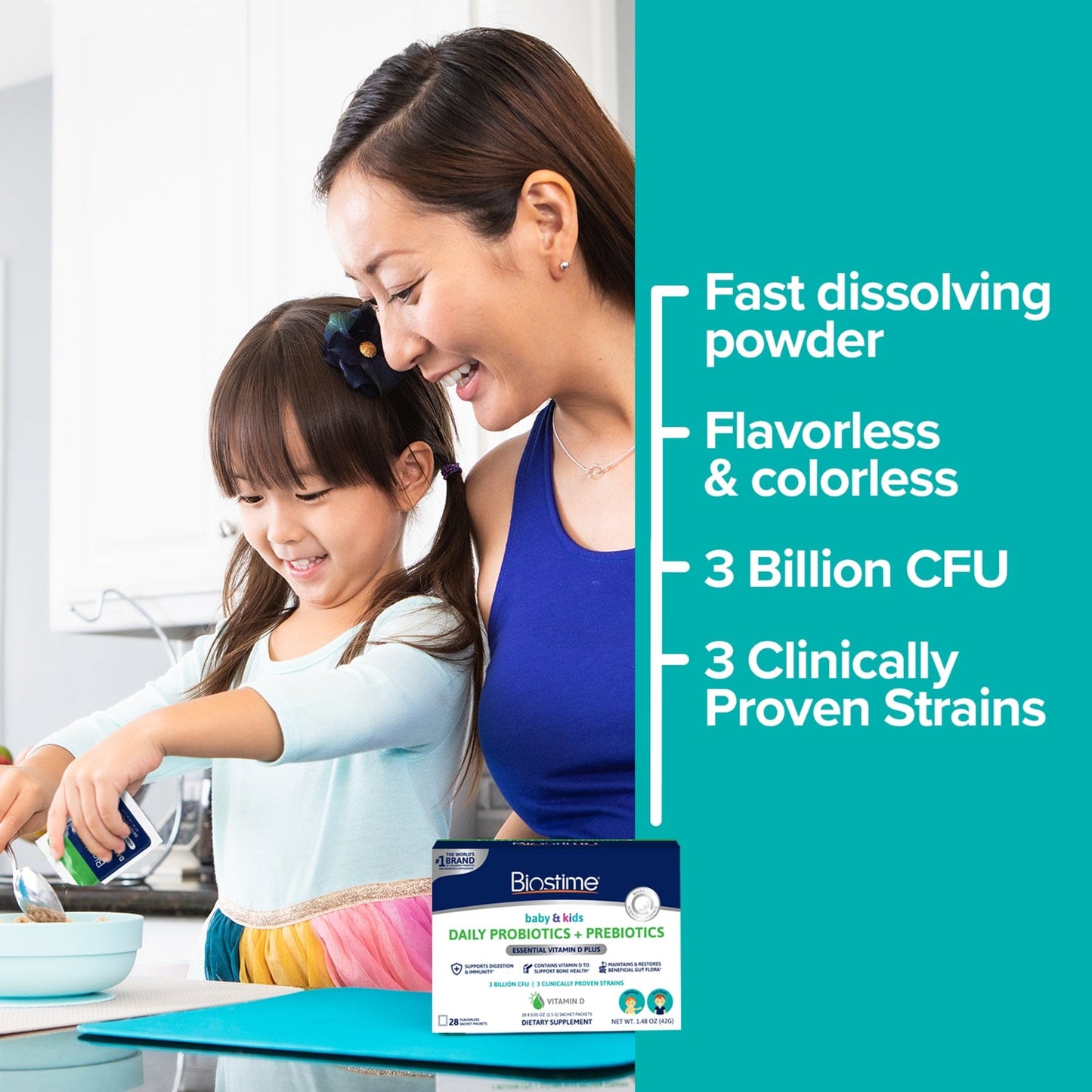 Baby & Kids Daily Probiotics + Prebiotics with Vitamin D