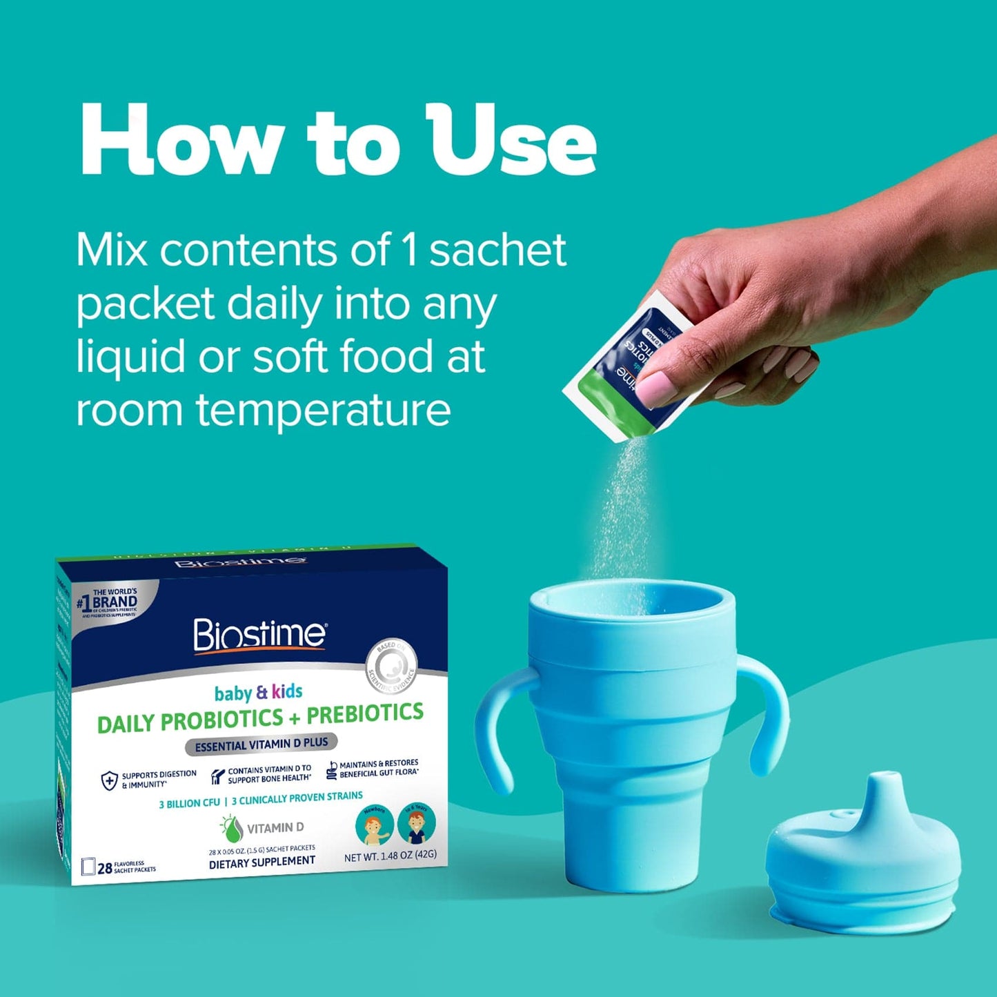 Baby & Kids Daily Probiotics + Prebiotics with Vitamin D